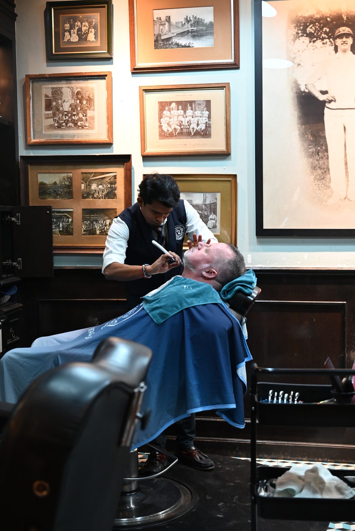 A traditional straight razor shave